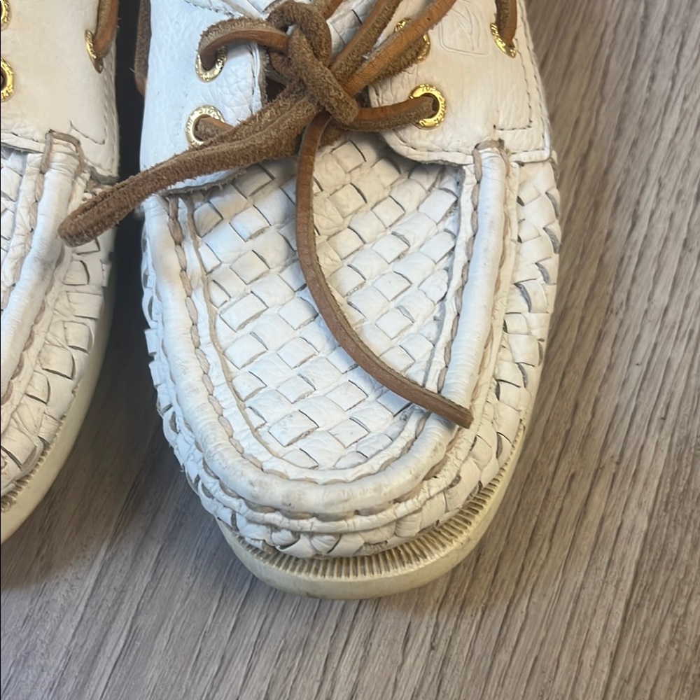 Sperry White Woven Boat Shoes - Picture 2 of 7